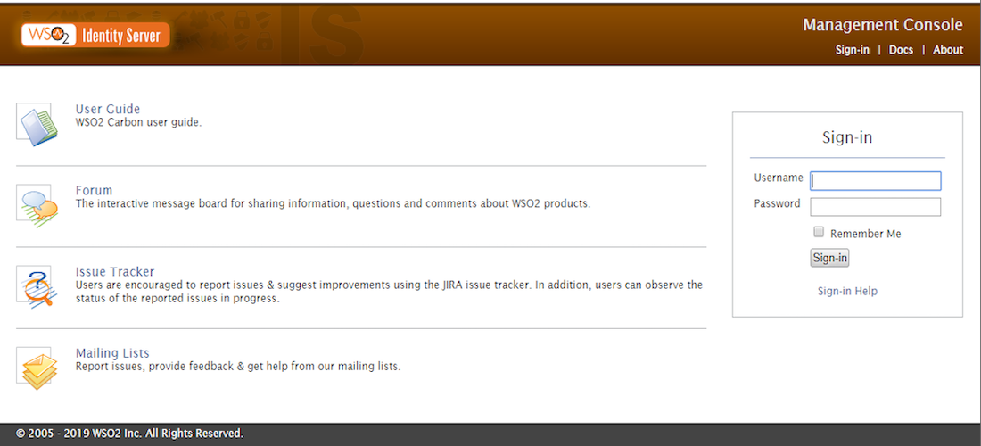 WSO2 Identity Server Management Console